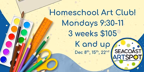 Homeschool Art Club! 3 weeks $105