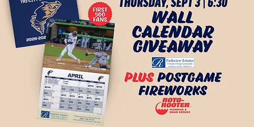 Wall Calendar Giveaway | Tri-City Dust Devils