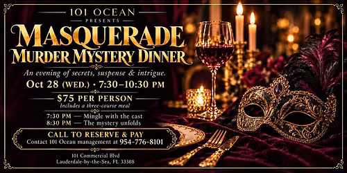 M**der Mystery Dinner at 101 Ocean | A Masquerade Experience