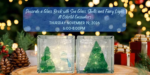 Decorate a Beachy Holiday Sea Glass Brick with Sand Shells and Fairy Lights