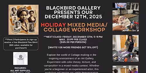 Blackbird Gallery Holiday Mixed Media Workshop and Holiday Sale