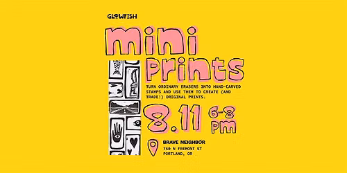 Mini Prints: Pink Eraser Block Printing