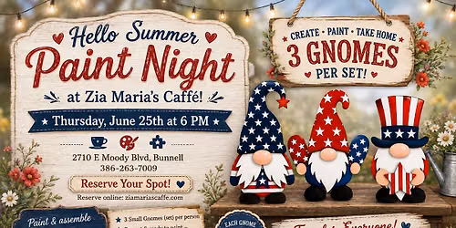 Patriotic Gnome Paint Night at Zia Maria's Caff\u00e8