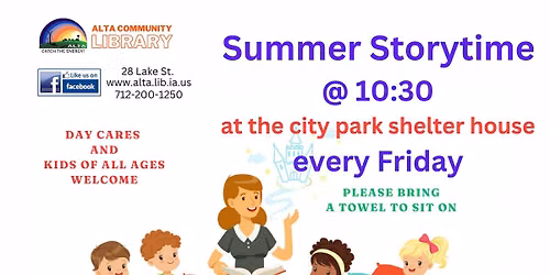 Summer storytime on Fridays @ shelter house