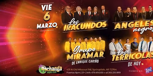 Iracundos, Angeles Negros, Miramar y Terricolas en Arkansas