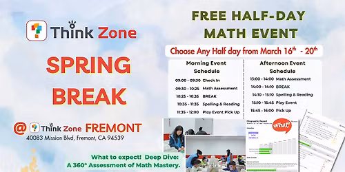 @Fremont Free G1-G4 Spring Break Half-DAY  Math Event