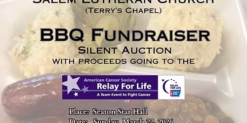 Salem Lutheran Church BBQ Fundraiser benefiting the American Cancer Society Relay for Life