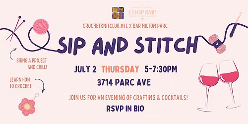 Montreal Crochet & Knit Craft Night at Coop Bar Milton Parc