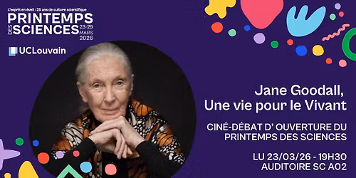 Soir\u00e9e d\u2019ouverture \u2013 Cin\u00e9-d\u00e9bat : Jane Goodall, une vie pour le vivant