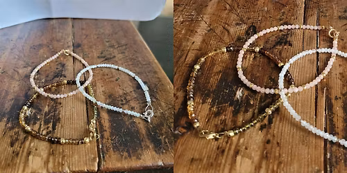 Parent & child make a gemstone bead bracelet