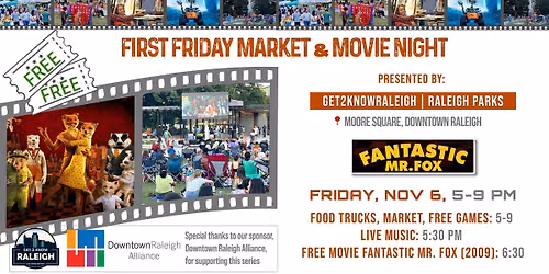 First Friday Market & Movie Night: Fantastic Mr. Fox (2009)