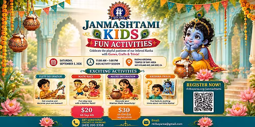 Janmahtami Kids Fun Activities - Radha Krishna Temple of Bay Area