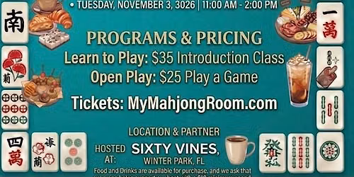 Introduction to Mahjong at Sixty Vines Winter Park