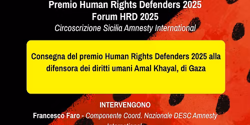 Premio HRD Sicilia 2025 ad AMAL KHAYAL per la sua lotta a favore dei diritti umani