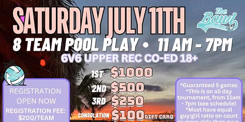 July 11th -Recreational Volleyball Tournament 