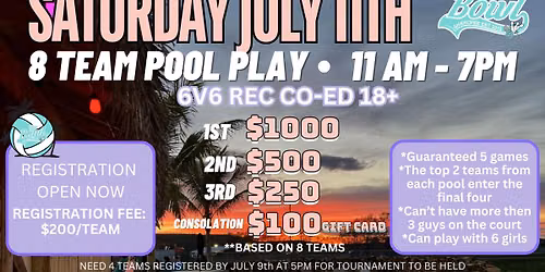 July 11th -Recreational Volleyball Tournament 
