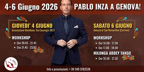 PABLO INZA torna a Genova! 4-6 GIUGNO 2026 - WORKSHOP + MILONGA