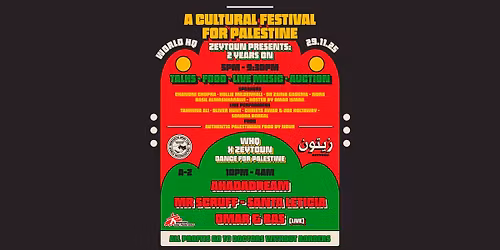 Zeytoun presents 2 Years On - A Cultural Festival for Palestine - Mr Scruff, Ahadadream & More