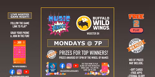Music BINGO  Game Night | Buffalo Wild Wings - Wooster OH - MON 7p @LeaderBoardGames
