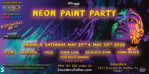 Neon Paint Party  - 5\/29 & 5\/30 Dallas, TX