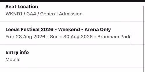 Leeds ticket 