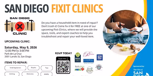 San Diego Fixit Clinic at Park de La Cruz Rec Center