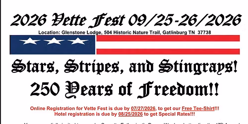 East Tennessee Corvette Club's 47th Annual Vette Fest