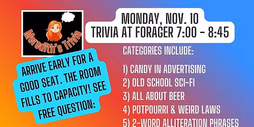 Monday Trivia at Forager! 