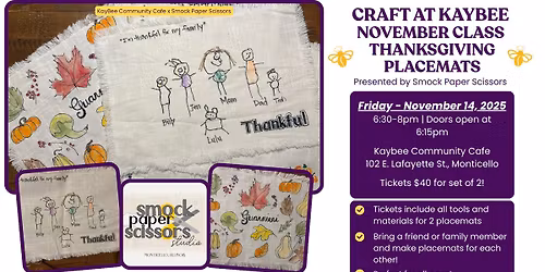 Craft at KayBee | November class - Thanksgiving Placemats