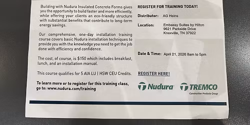 Nudura Insulated Concrete Forms Training Class