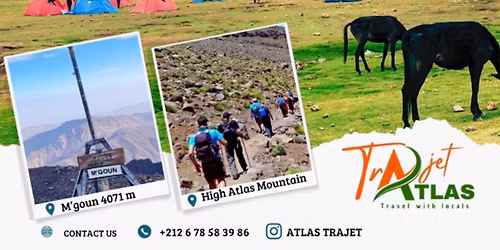 Through picturesque villages, the ascent of Mount M\u2019Goun 4071 m, to the golden desert.