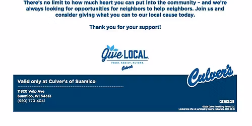 Culver's Neighbors Supporting Neighbors #EndAlz-Suamico