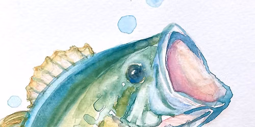 Watercolor Bass Sat the 20th~Father\u2019s Day fun. 