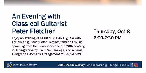Classical Guitarist Peter Fletcher plays music of Four Centuries