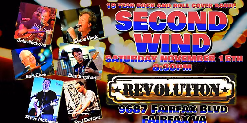 SECOND WIND at REVOLUTION on SAT. NOV 15th