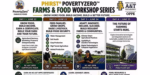 PHIRST\u00ae PovertyZero\u2122 Farms & Food Workshop Series with NC A&T