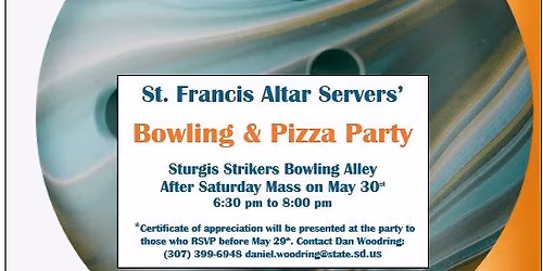 Bowling & Pizza Party - Altar Server Appreciation