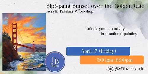 Paint Sip Acrylic  Workshop - Sunset over the Golden Gate.