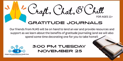 Craft, Chat and Chill: Gratitude Journals