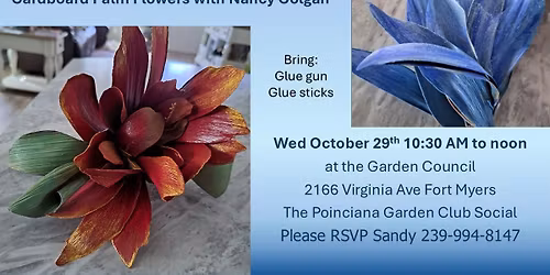 Create Flowers From Cardboard Palm Leaves. Pre-register for supplies.