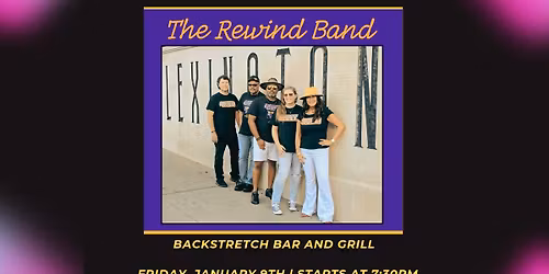 Rewind Band RETURNS to Backstretch Bar and Grill