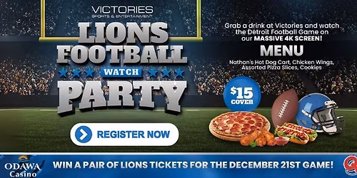 Q100 MICHIGAN @ ODAWA CASINO DETROIT FOOTBALL VIEWING PARTY + GRAND PRIZE WINNER ANNOUNCEMENT