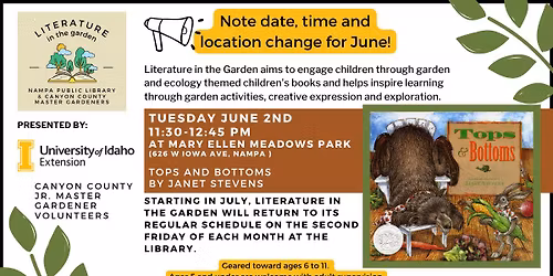 Literature in the Garden at the Park!