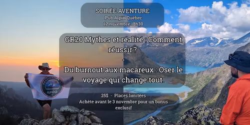 Soir\u00e9e Aventure: GR20(corse) + De la Norv\u00e8ge aux Alpes