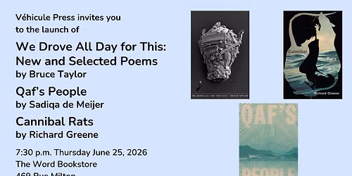Triple Book Launch: Bruce Taylor, Sadiqa de Meijer & Richard Greene
