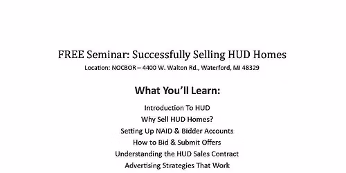 2026 Successfully Selling HUD Homes Seminar