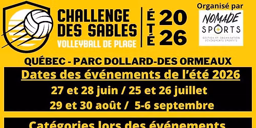 Challenge des Sables - Volleyball de plage - \u00c9t\u00e9 2026