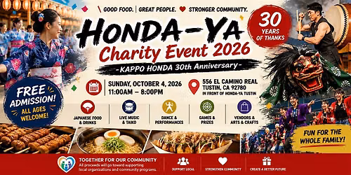 Japanese Festival in Tustin 2026 | HONDA-YA Charity Festival