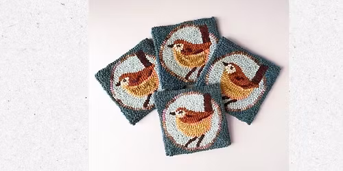Rug Hooked Songbird Coasters - July 25