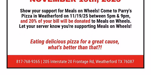 Parry's Pizza Fundraising Night